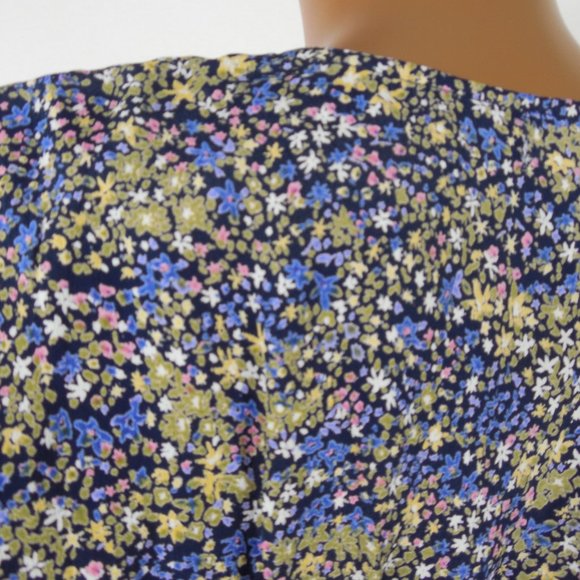 LEITH Top L Floral Ditsy Print Blouse V Neck Shirt Long Sleeves Multi-Colored - Picture 9 of 11